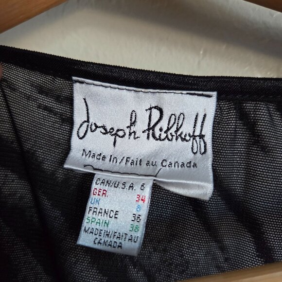 Joseph Ribkoff Sheer Mesh Animal Print Asymmetrical Hem Top Sz 6 Grey/Black Y2K - Picture 2 of 9